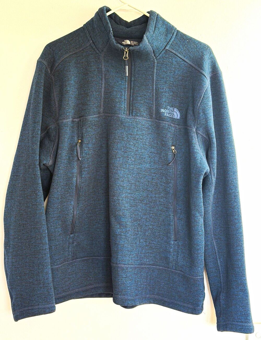 Chaps Men’s XL Blue Marled 100% Cotton 3 Button Mock Neck Pullover Sweater